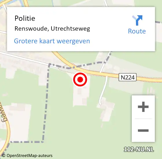 Locatie op kaart van de 112 melding: Politie Renswoude, Utrechtseweg op 7 november 2024 08:42