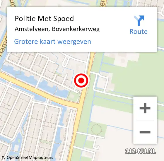 Locatie op kaart van de 112 melding: Politie Met Spoed Naar Amstelveen, Bovenkerkerweg op 7 november 2024 08:43