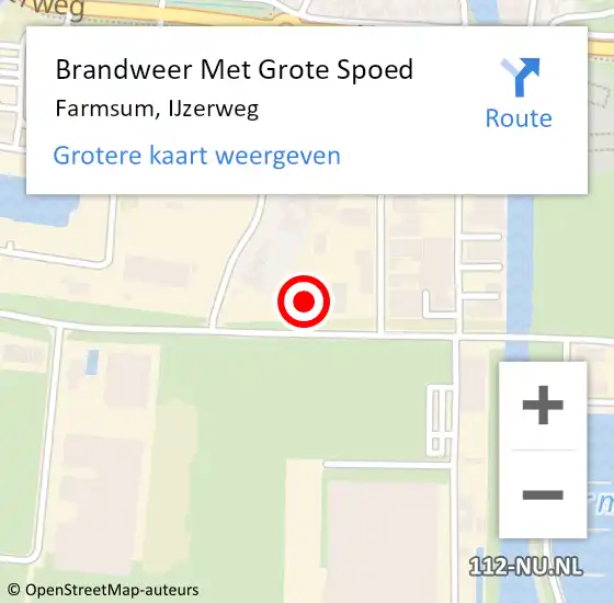 Locatie op kaart van de 112 melding: Brandweer Met Grote Spoed Naar Farmsum, IJzerweg op 7 november 2024 08:52