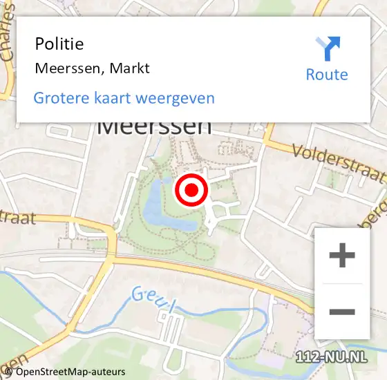 Locatie op kaart van de 112 melding: Politie Meerssen, Markt op 7 november 2024 09:00