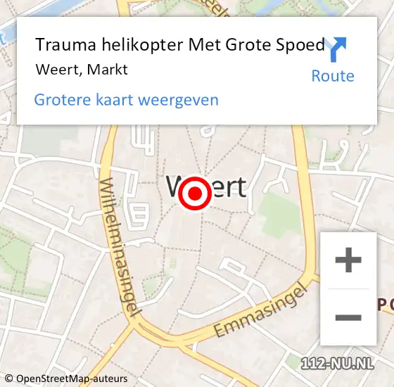 Locatie op kaart van de 112 melding: Trauma helikopter Met Grote Spoed Naar Weert, Markt op 7 november 2024 09:02