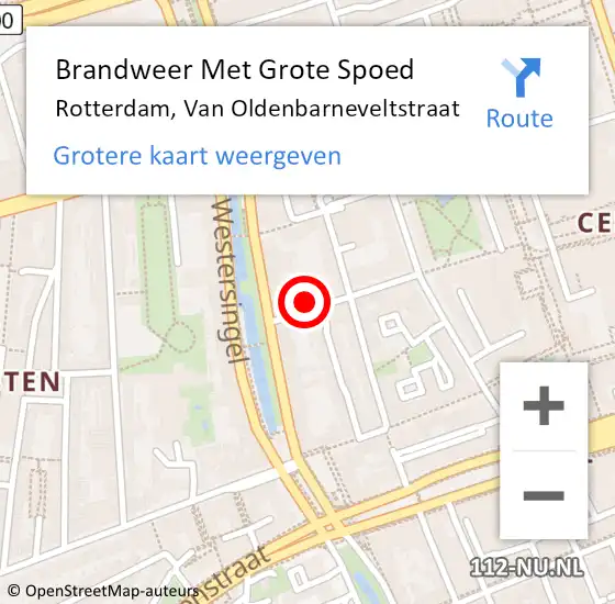 Locatie op kaart van de 112 melding: Brandweer Met Grote Spoed Naar Rotterdam, Van Oldenbarneveltstraat op 7 november 2024 09:05