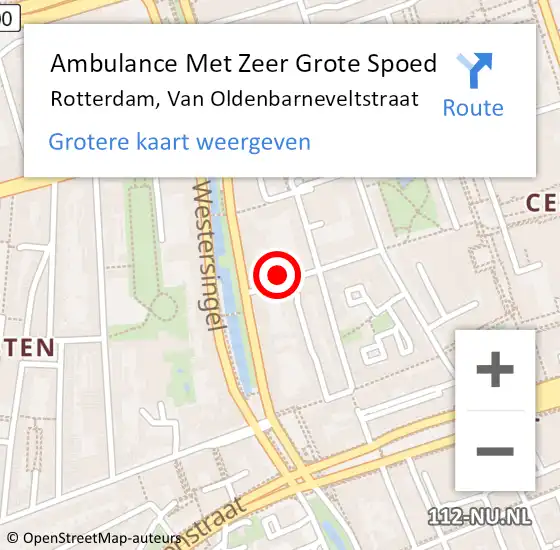 Locatie op kaart van de 112 melding: Ambulance Met Zeer Grote Spoed Naar Rotterdam, Van Oldenbarneveltstraat op 7 november 2024 09:05