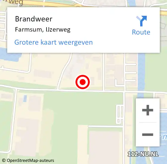 Locatie op kaart van de 112 melding: Brandweer Farmsum, IJzerweg op 7 november 2024 09:05