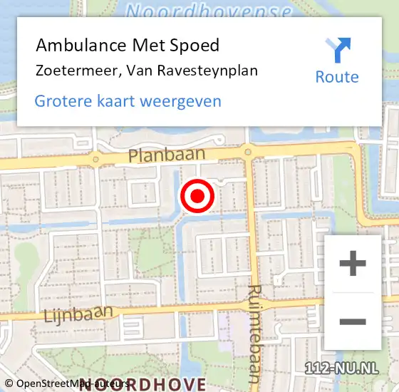 Locatie op kaart van de 112 melding: Ambulance Met Spoed Naar Zoetermeer, Van Ravesteynplan op 7 november 2024 09:11