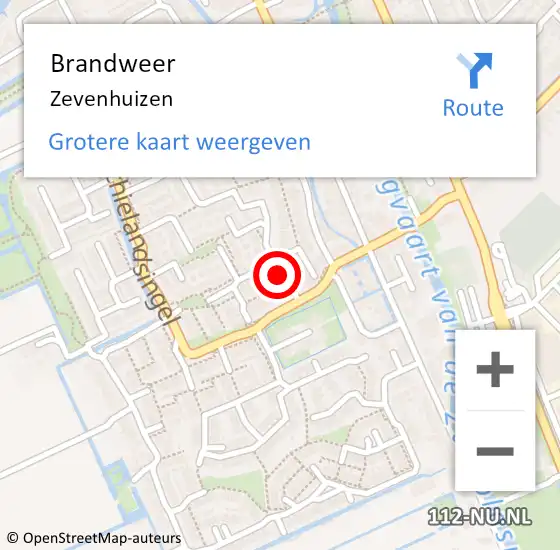 Locatie op kaart van de 112 melding: Brandweer Zevenhuizen op 7 november 2024 09:16