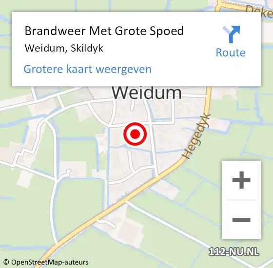 Locatie op kaart van de 112 melding: Brandweer Met Grote Spoed Naar Weidum, Skildyk op 7 november 2024 09:24