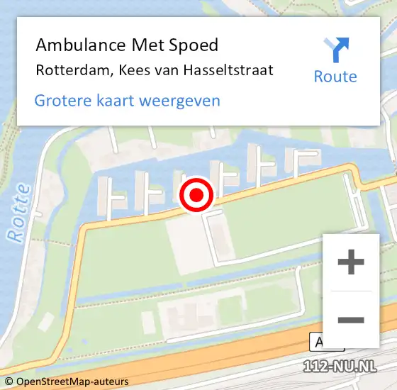 Locatie op kaart van de 112 melding: Ambulance Met Spoed Naar Rotterdam, Kees van Hasseltstraat op 26 oktober 2014 04:27