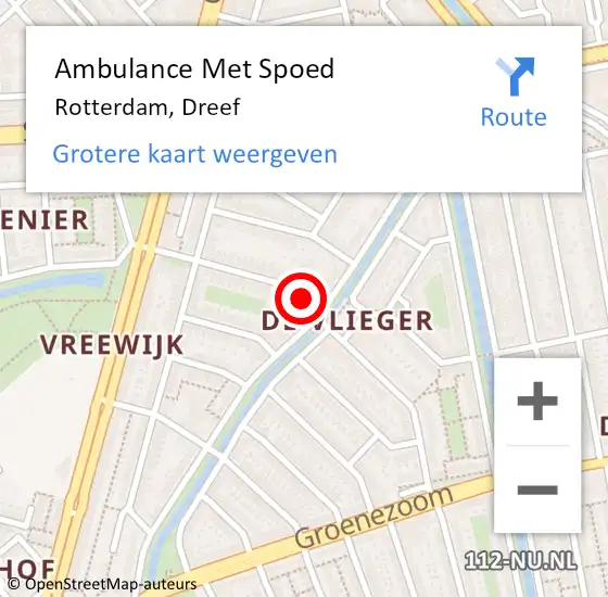 Locatie op kaart van de 112 melding: Ambulance Met Spoed Naar Rotterdam, Dreef op 7 november 2024 09:32