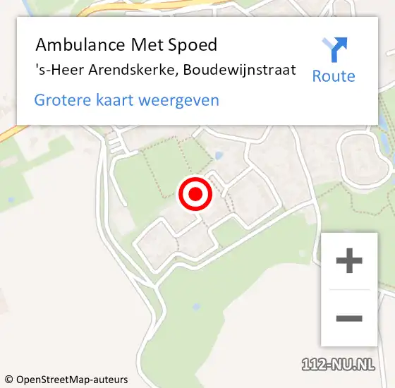 Locatie op kaart van de 112 melding: Ambulance Met Spoed Naar 's-Heer Arendskerke, Boudewijnstraat op 26 oktober 2014 04:30