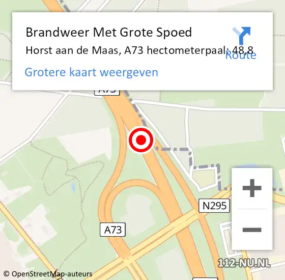 Locatie op kaart van de 112 melding: Brandweer Met Grote Spoed Naar Horst aan de Maas, A73 hectometerpaal: 48,8 op 7 november 2024 09:39