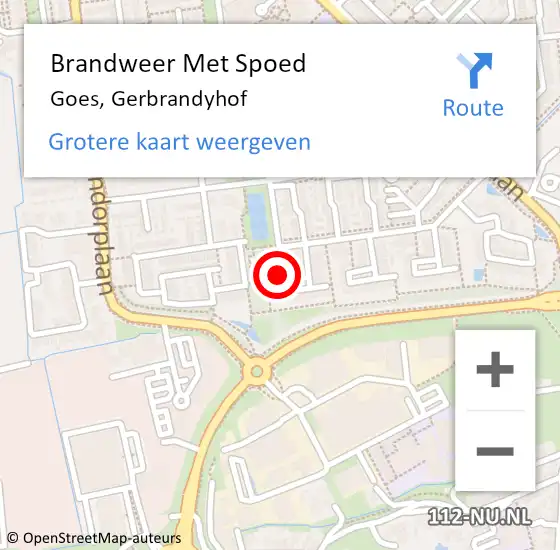 Locatie op kaart van de 112 melding: Brandweer Met Spoed Naar Goes, Gerbrandyhof op 7 november 2024 09:50