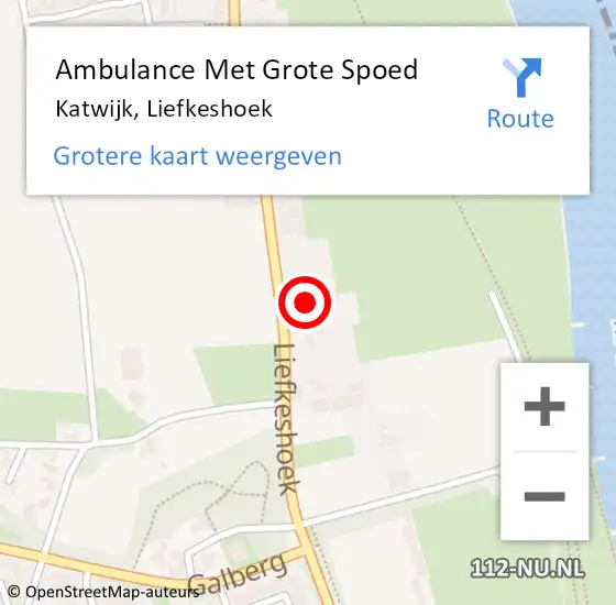 Locatie op kaart van de 112 melding: Ambulance Met Grote Spoed Naar Katwijk, Liefkeshoek op 18 oktober 2013 19:07