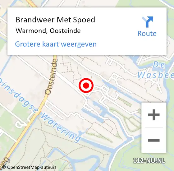 Locatie op kaart van de 112 melding: Brandweer Met Spoed Naar Warmond, Oosteinde op 7 november 2024 10:36