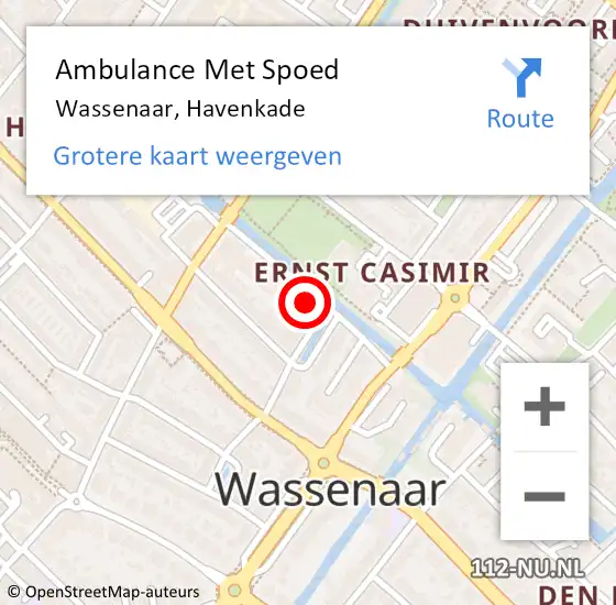 Locatie op kaart van de 112 melding: Ambulance Met Spoed Naar Wassenaar, Havenkade op 7 november 2024 10:46