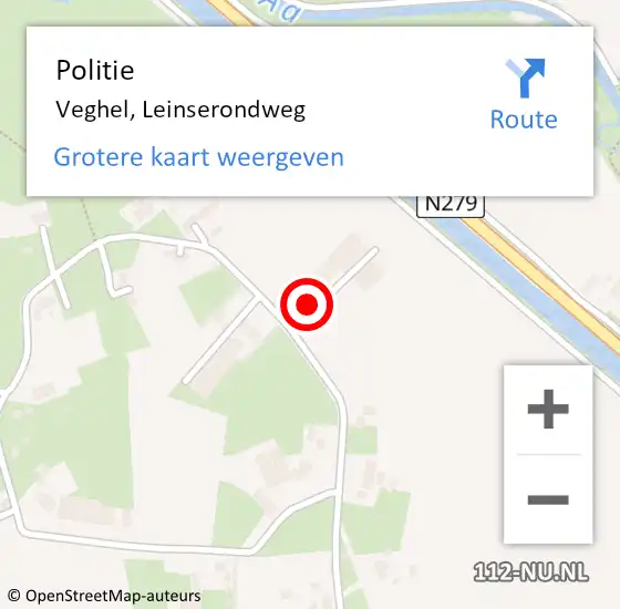 Locatie op kaart van de 112 melding: Politie Veghel, Leinserondweg op 7 november 2024 10:54