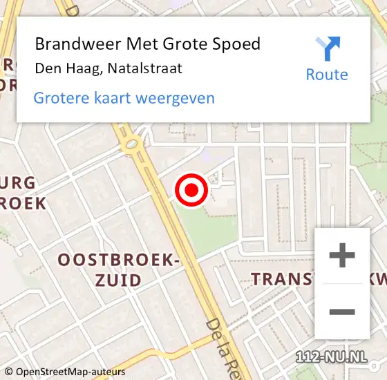 Locatie op kaart van de 112 melding: Brandweer Met Grote Spoed Naar Den Haag, Natalstraat op 7 november 2024 10:56