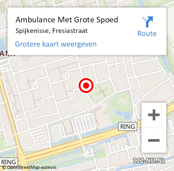 Locatie op kaart van de 112 melding: Ambulance Met Grote Spoed Naar Spijkenisse, Fresiastraat op 7 november 2024 11:04