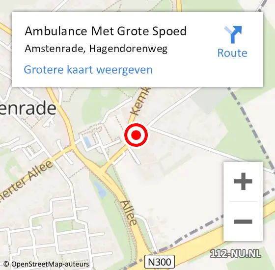 Locatie op kaart van de 112 melding: Ambulance Met Grote Spoed Naar Amstenrade, Hagendorenweg op 26 oktober 2014 04:58