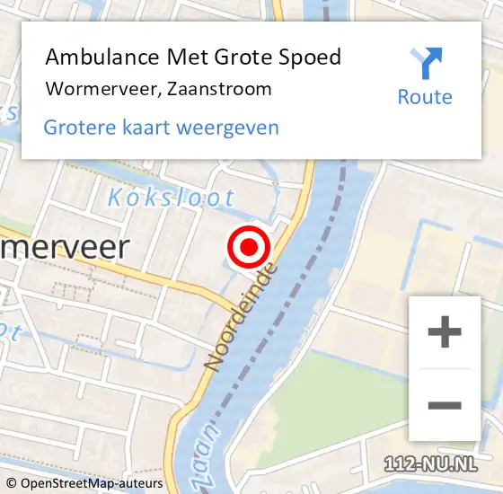 Locatie op kaart van de 112 melding: Ambulance Met Grote Spoed Naar Wormerveer, Zaanstroom op 7 november 2024 11:46