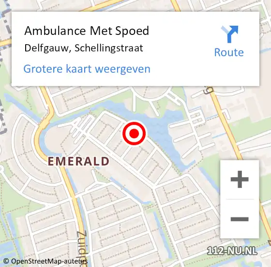 Locatie op kaart van de 112 melding: Ambulance Met Spoed Naar Delfgauw, Schellingstraat op 7 november 2024 12:03