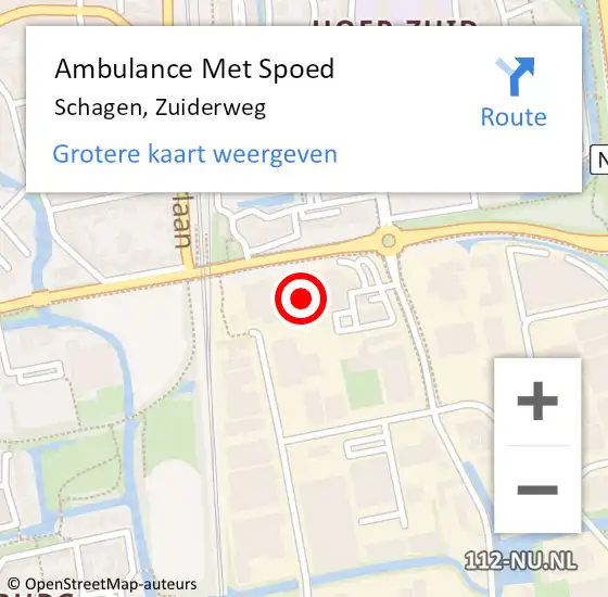 Locatie op kaart van de 112 melding: Ambulance Met Spoed Naar Schagen, Zuiderweg op 7 november 2024 12:08