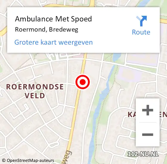 Locatie op kaart van de 112 melding: Ambulance Met Spoed Naar Roermond, Bredeweg op 7 november 2024 12:09