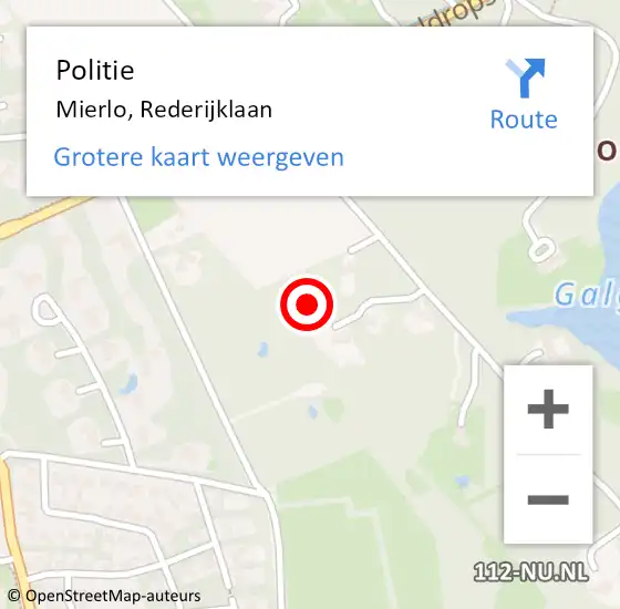 Locatie op kaart van de 112 melding: Politie Mierlo, Rederijklaan op 7 november 2024 12:17