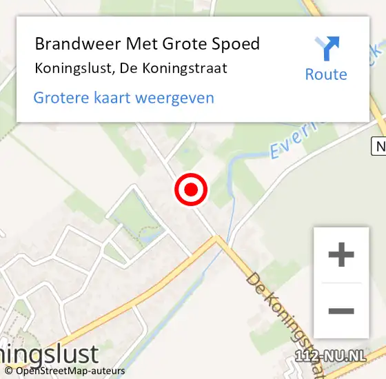 Locatie op kaart van de 112 melding: Brandweer Met Grote Spoed Naar Koningslust, De Koningstraat op 7 november 2024 12:36