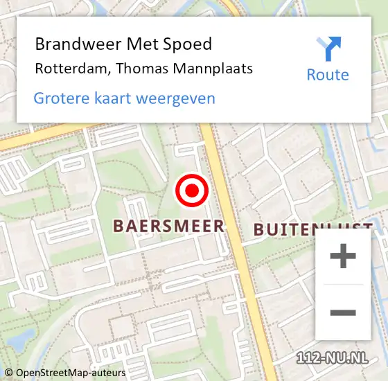 Locatie op kaart van de 112 melding: Brandweer Met Spoed Naar Rotterdam, Thomas Mannplaats op 7 november 2024 12:38