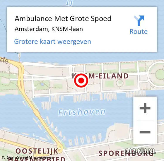 Locatie op kaart van de 112 melding: Ambulance Met Grote Spoed Naar Amsterdam, KNSM-laan op 7 november 2024 12:43