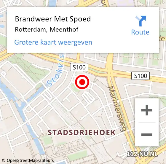 Locatie op kaart van de 112 melding: Brandweer Met Spoed Naar Rotterdam, Meenthof op 7 november 2024 12:44