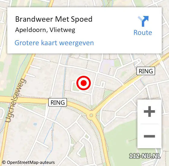 Locatie op kaart van de 112 melding: Brandweer Met Spoed Naar Apeldoorn, Vlietweg op 7 november 2024 13:14