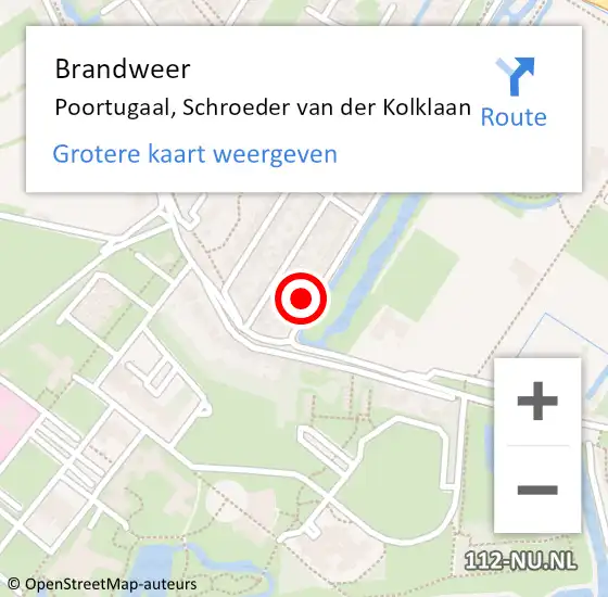 Locatie op kaart van de 112 melding: Brandweer Poortugaal, Schroeder van der Kolklaan op 7 november 2024 13:22