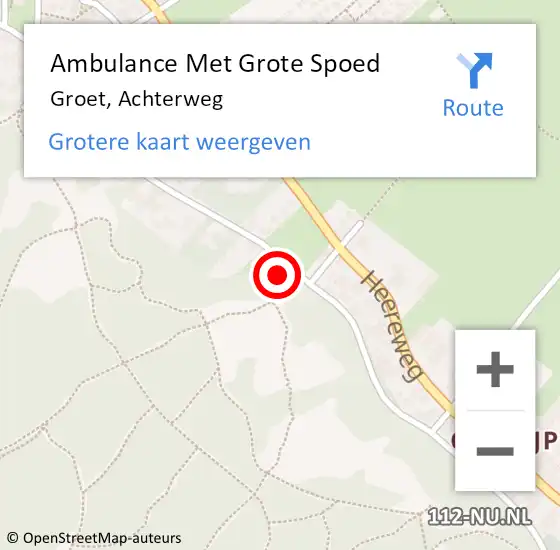 Locatie op kaart van de 112 melding: Ambulance Met Grote Spoed Naar Groet, Achterweg op 7 november 2024 14:00