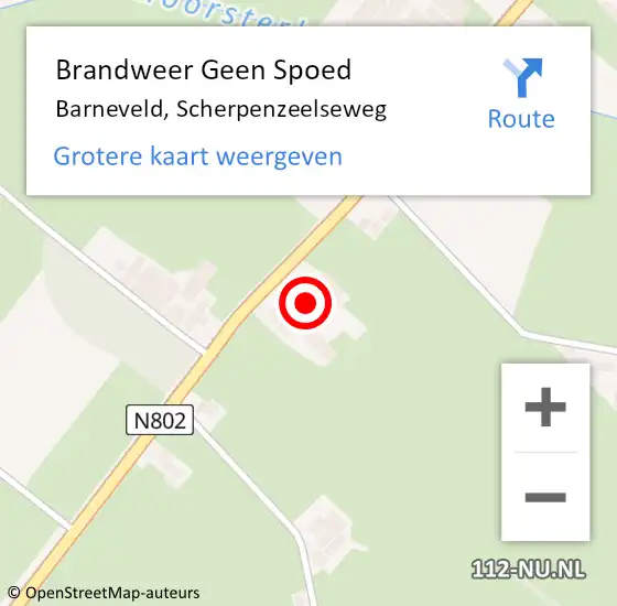 Locatie op kaart van de 112 melding: Brandweer Geen Spoed Naar Barneveld, Scherpenzeelseweg op 7 november 2024 14:01