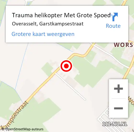 Locatie op kaart van de 112 melding: Trauma helikopter Met Grote Spoed Naar Overasselt, Garstkampsestraat op 7 november 2024 14:07