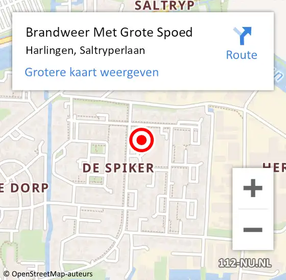 Locatie op kaart van de 112 melding: Brandweer Met Grote Spoed Naar Harlingen, Saltryperlaan op 7 november 2024 14:12