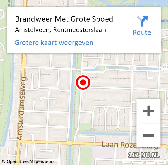 Locatie op kaart van de 112 melding: Brandweer Met Grote Spoed Naar Amstelveen, Rentmeesterslaan op 7 november 2024 14:15