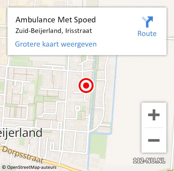 Locatie op kaart van de 112 melding: Ambulance Met Spoed Naar Zuid-Beijerland, Irisstraat op 7 november 2024 14:17