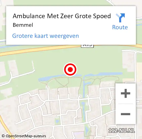 Locatie op kaart van de 112 melding: Ambulance Met Zeer Grote Spoed Naar Bemmel op 7 november 2024 14:25