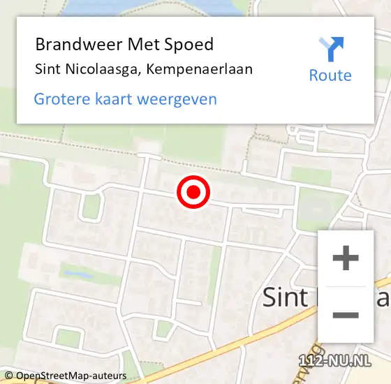 Locatie op kaart van de 112 melding: Brandweer Met Spoed Naar Sint Nicolaasga, Kempenaerlaan op 7 november 2024 14:35