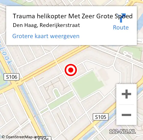 Locatie op kaart van de 112 melding: Trauma helikopter Met Zeer Grote Spoed Naar Den Haag, Rederijkerstraat op 7 november 2024 14:37