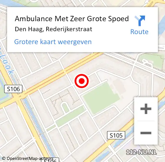 Locatie op kaart van de 112 melding: Ambulance Met Zeer Grote Spoed Naar Den Haag, Rederijkerstraat op 7 november 2024 14:39