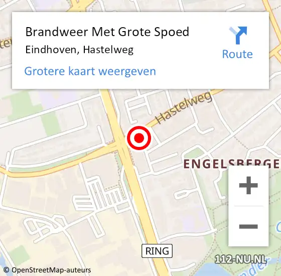 Locatie op kaart van de 112 melding: Brandweer Met Grote Spoed Naar Eindhoven, Hastelweg op 7 november 2024 14:46