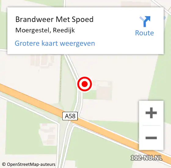 Locatie op kaart van de 112 melding: Brandweer Met Spoed Naar Moergestel, Reedijk op 7 november 2024 14:47