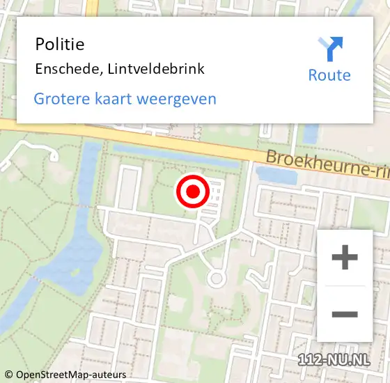 Locatie op kaart van de 112 melding: Politie Enschede, Lintveldebrink op 7 november 2024 14:50