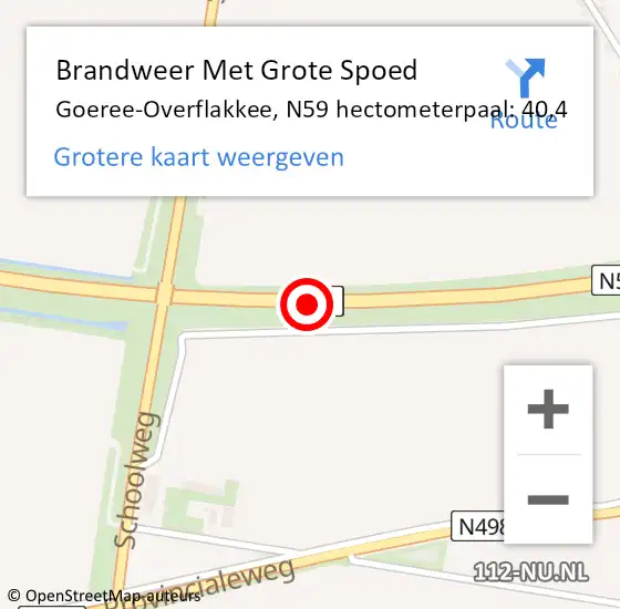 Locatie op kaart van de 112 melding: Brandweer Met Grote Spoed Naar Goeree-Overflakkee, N59 hectometerpaal: 40,4 op 7 november 2024 14:53