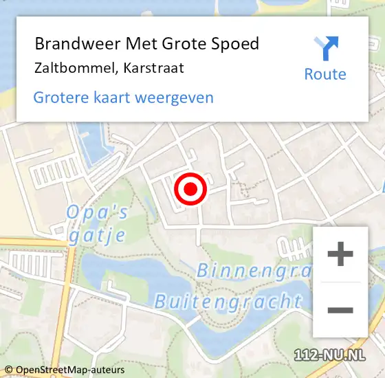 Locatie op kaart van de 112 melding: Brandweer Met Grote Spoed Naar Zaltbommel, Karstraat op 7 november 2024 15:13