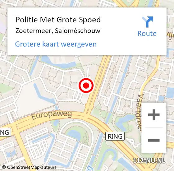 Locatie op kaart van de 112 melding: Politie Met Grote Spoed Naar Zoetermeer, Saloméschouw op 7 november 2024 15:15